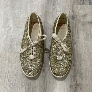 Keds X Kate Spade New York Champion Glitter Sneakers Platinum Glitter -Size 8.5